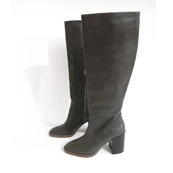 NWT ZARA LEATHER TALL HEELED BOOTS 6.5 - Picture 5 of 10